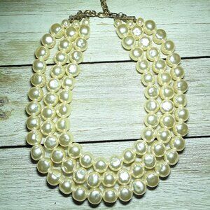 Imitation Pearl Three-Row Collar Necklace